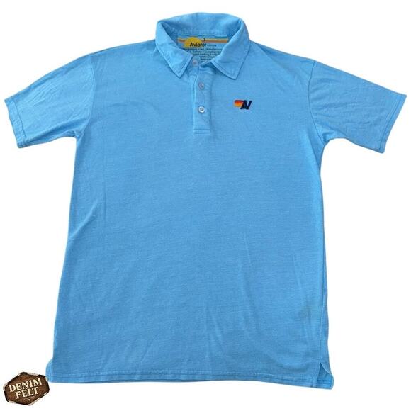 Aviator Nation Men’s Sky Blue Polo Shirt Small Lightweight Logo Cotton Tee - Picture 10 of 15